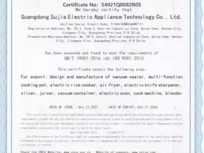 质量管理体系认证证书（英）